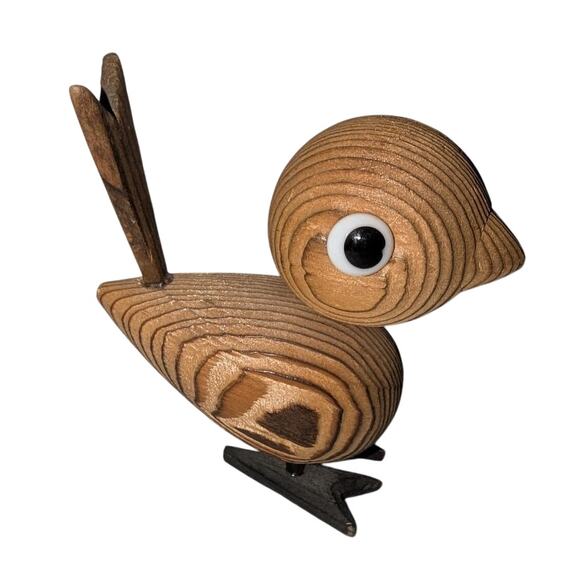 Vintage 1960's MCM Cryptomeria Japanese Cedar Wood Hand Carved Bird 2.75 inch - Picture 1 of 5